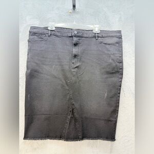 Avenue Jean Skirt Size 22 Black Denim No Slit Stretchy Pockets Casual